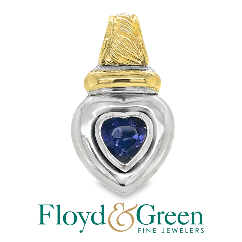 David Yurman Sterling Silver & 14KY Tanzanite Heart Pendant