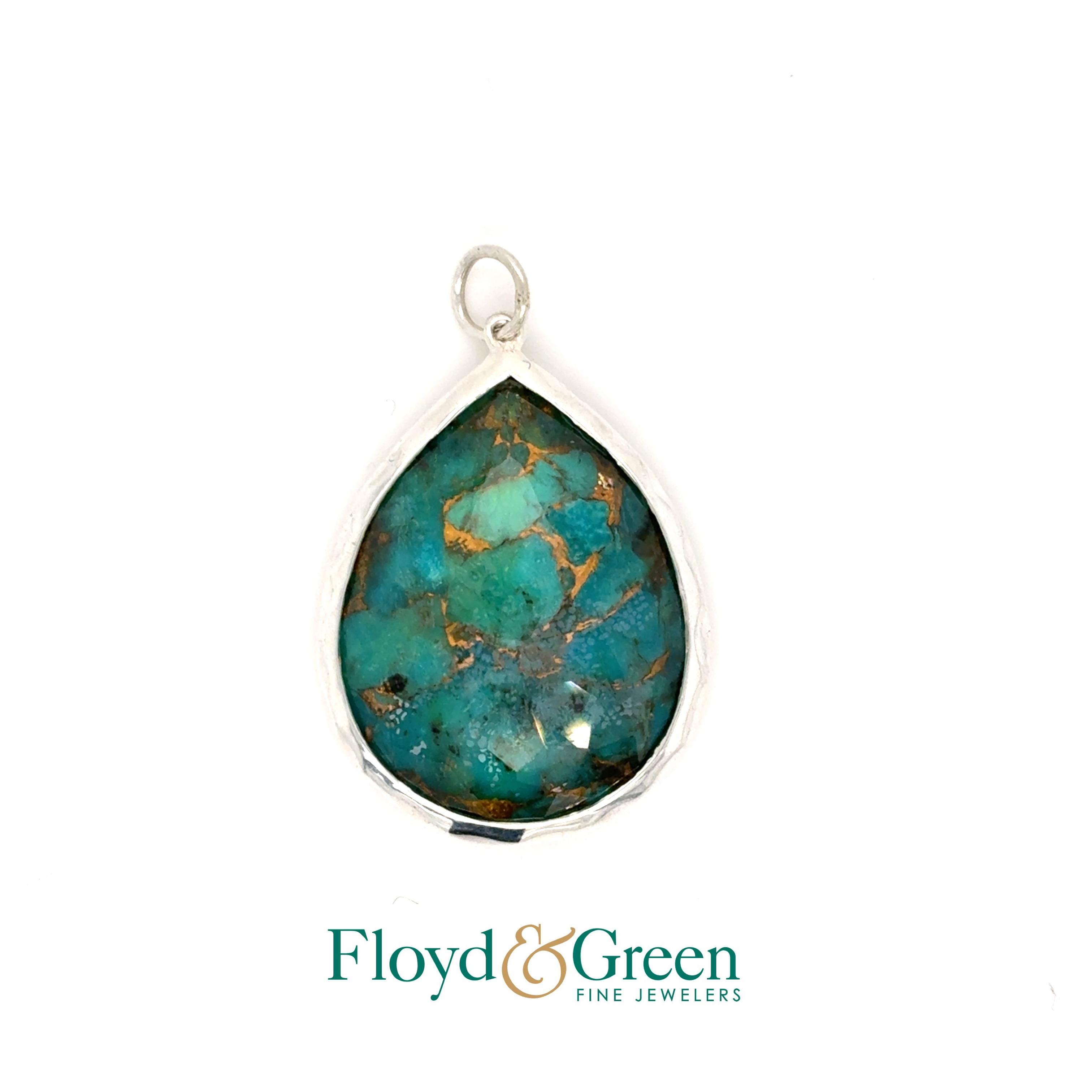 Ippolita Rock Candy Sterling Silver Teardrop Pendant in Bronze Turquoise Doublet