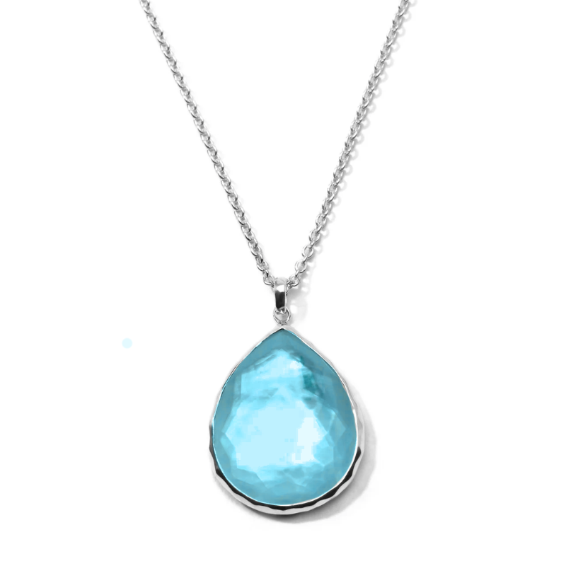 Lucente 925 Rock Candy® Large Teardrop Pendant Necklace in Dyed Blue Jade 16-18