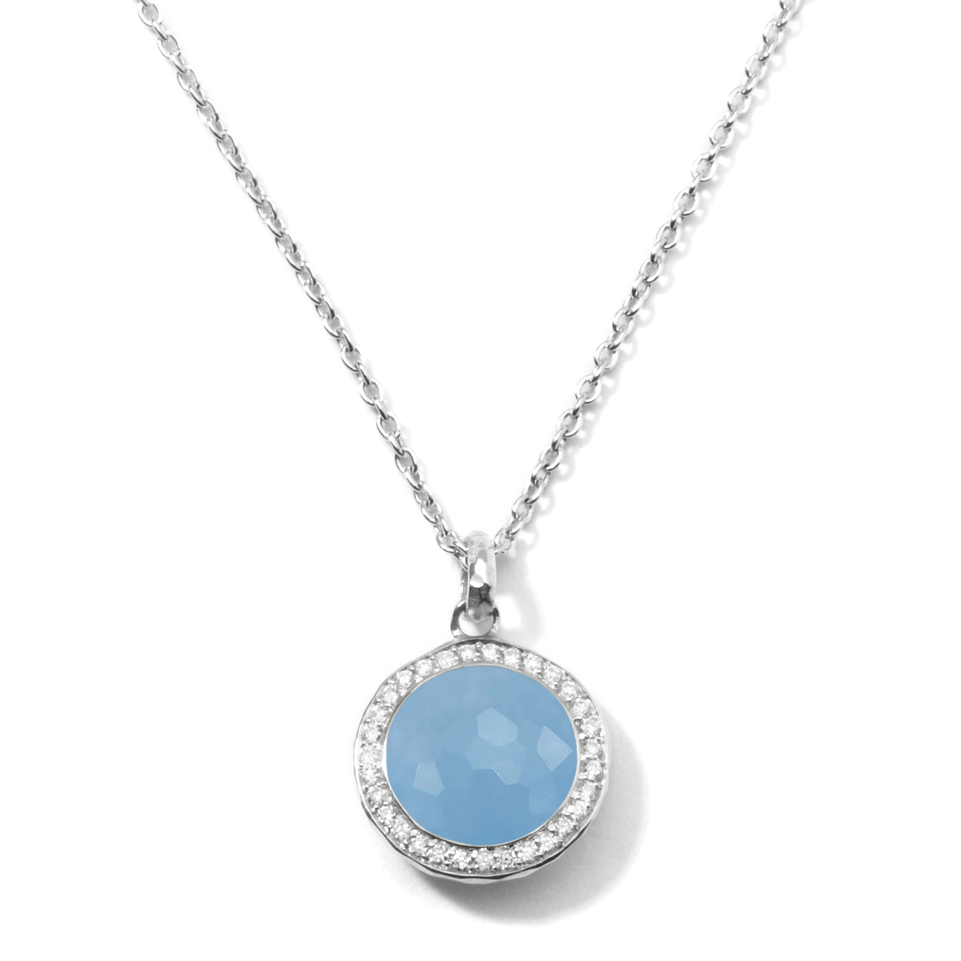 Lucente 925 Lollipop® Mini Pendant in Dyed Blue Jade with Diamonds (.14ctw) 16-18