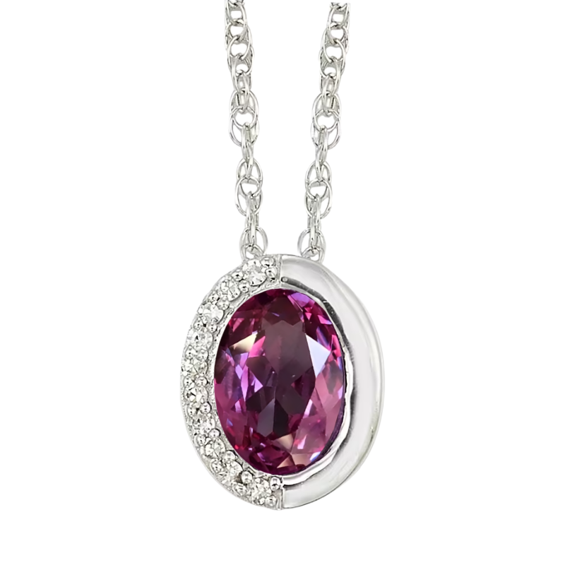 Silver Diamond & Synthetic Alexandrite Pendant
