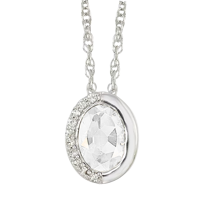 Silver Diamond & White Topaz Pendant Necklace