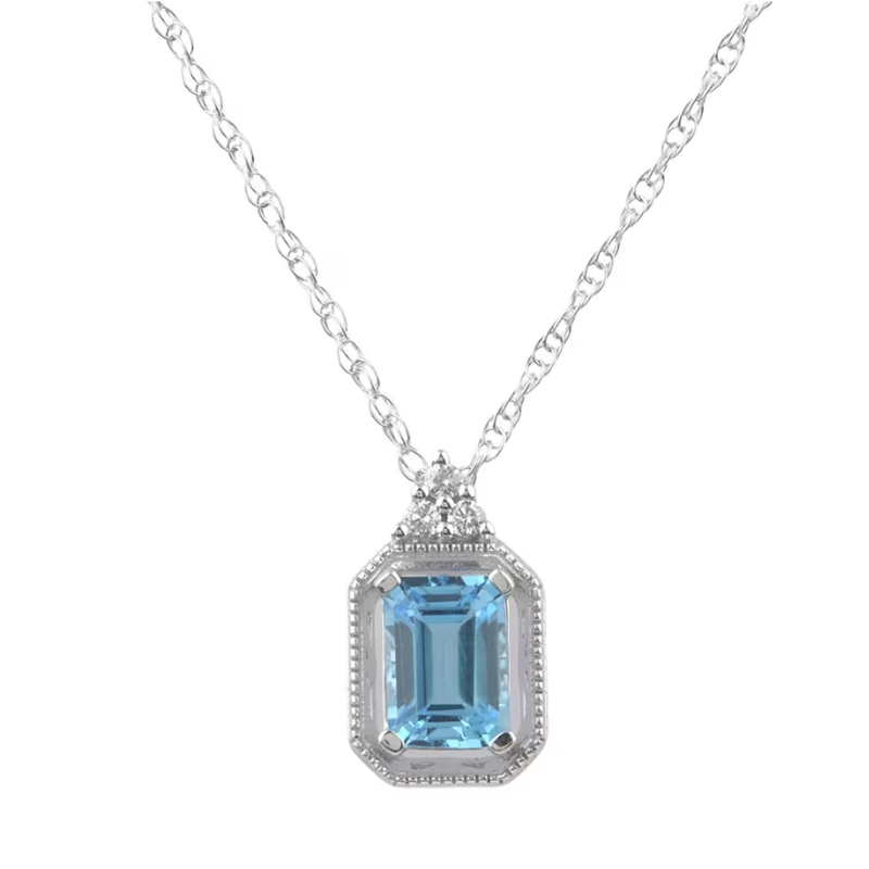 Silver Diamond & Blue Topaz Pendant