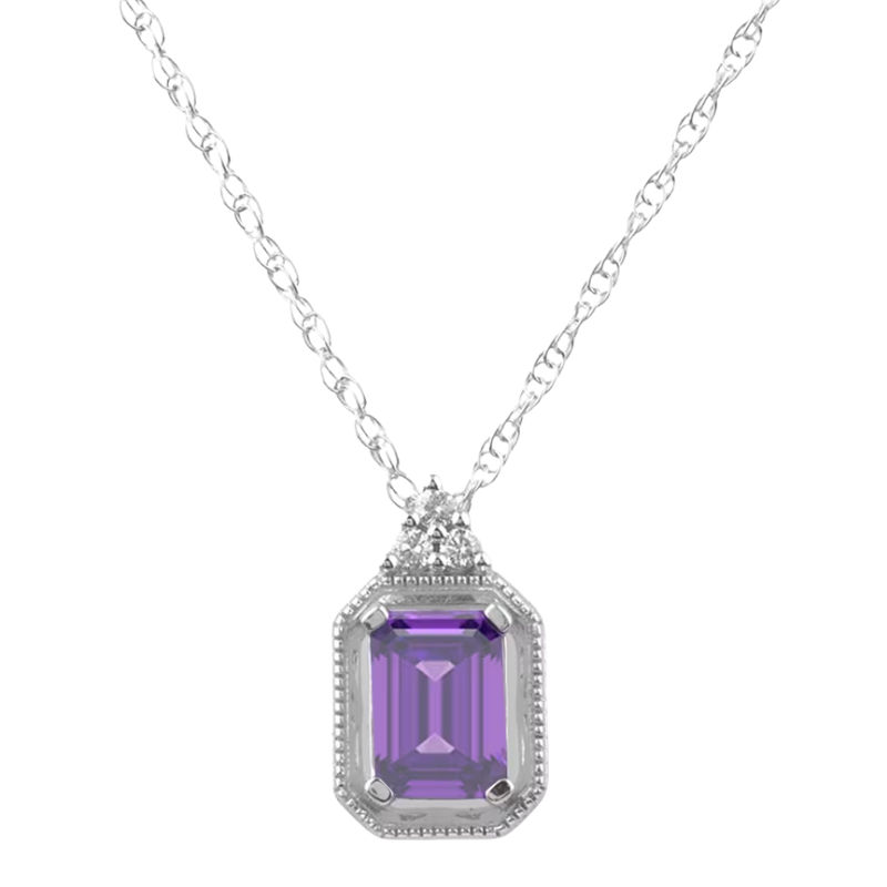 Silver Diamond and Amethyst Pendant