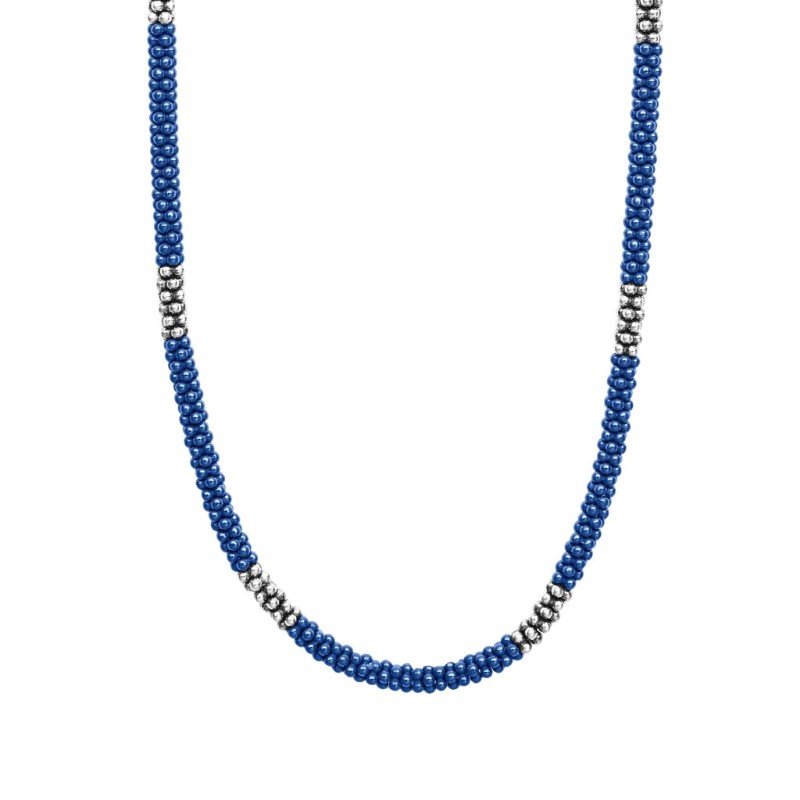 LAGOS Blue Caviar Silver Station Ceramic Beaded Necklace