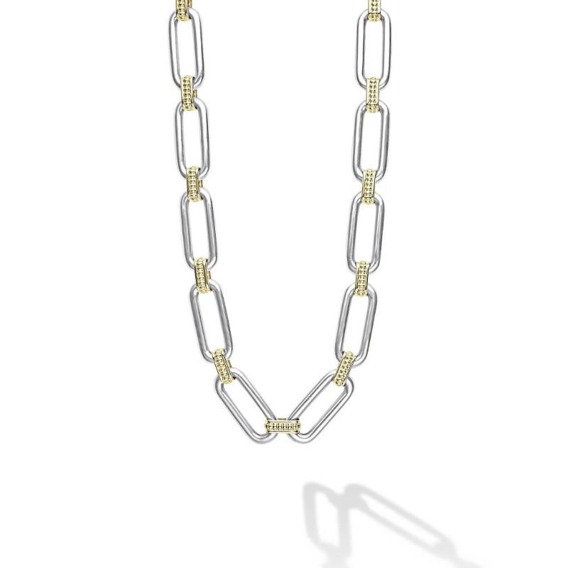 LAGOS Signature Caviar Two-Tone Link Necklace