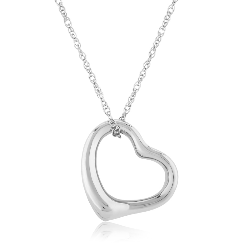 SS 12MM OPEN HEART NECKLACE