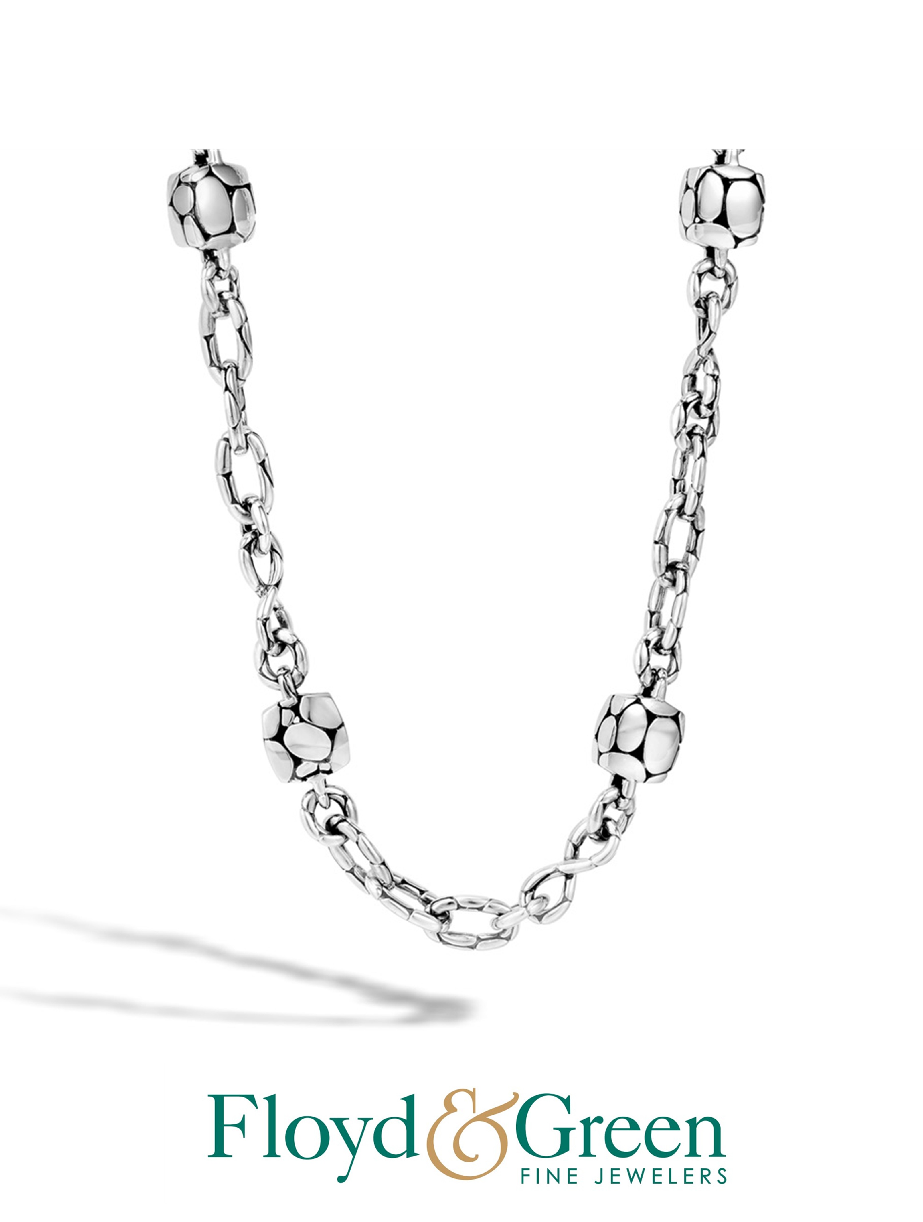John Hardy Sterling Silver Kali Collection Station Chain Necklace 36