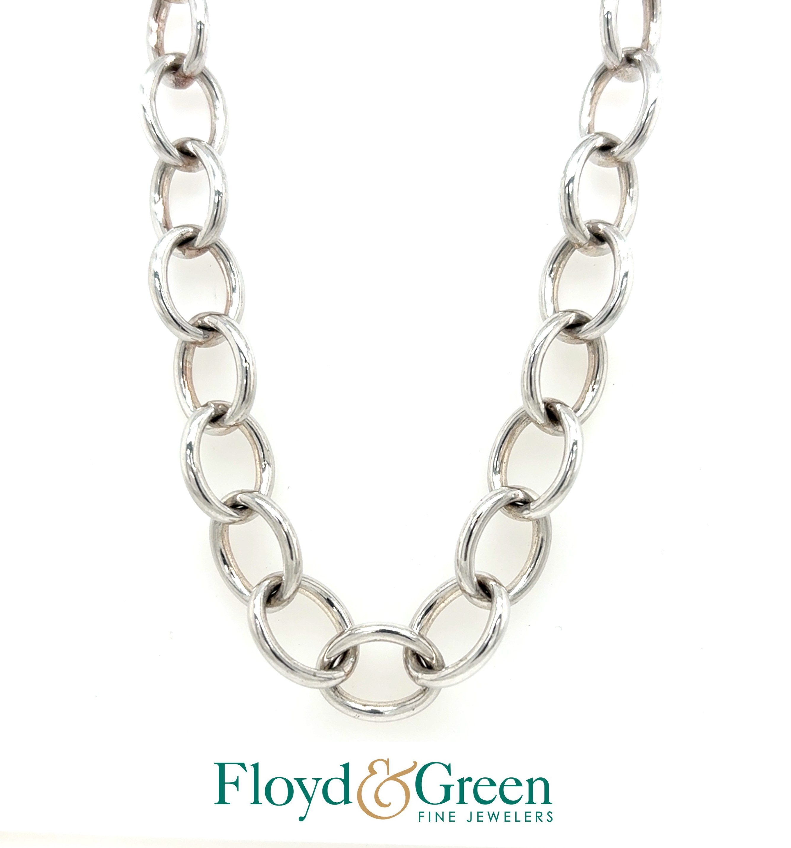 Sterling Silver Link Necklace, 36 inch, 51.4g