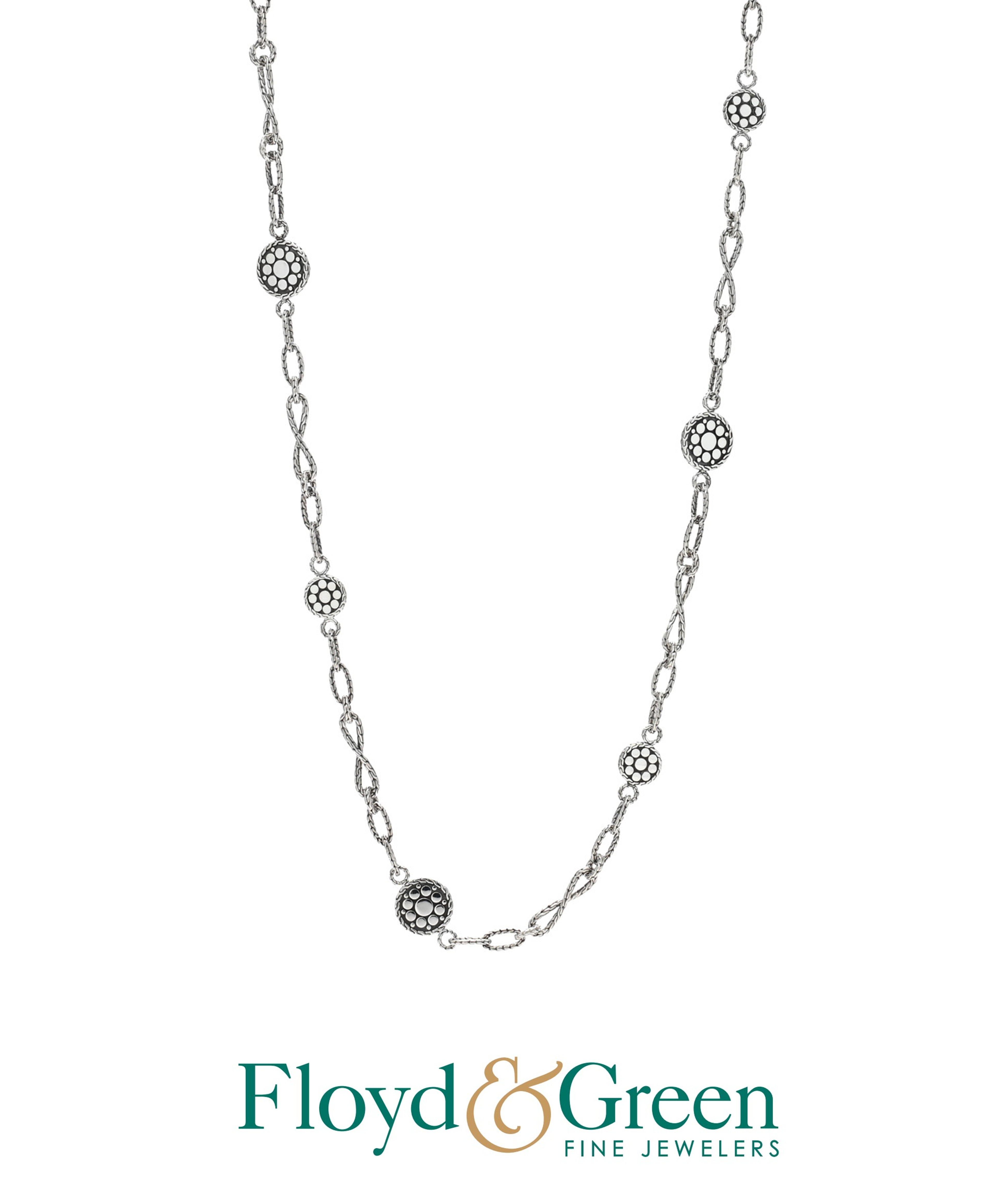 John Hardy Sterling Silver DOT Infinity Link Chain Station Necklace,  36 inch