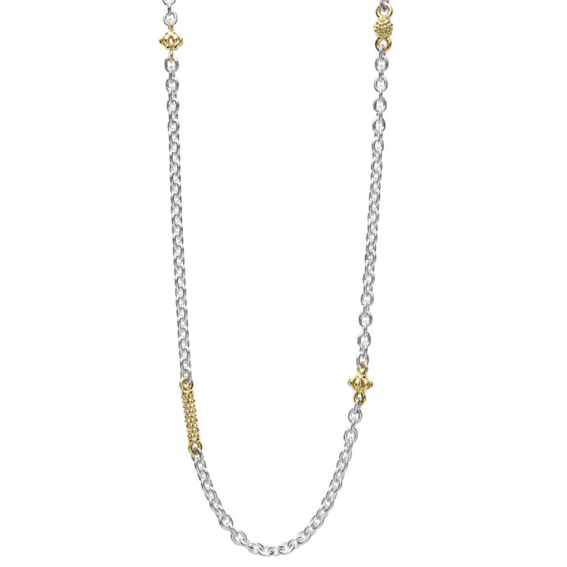 16-18 SS/18K Cav Icon Elements Link Necklace