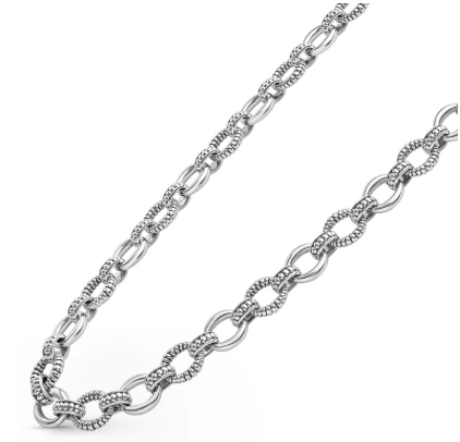 18 S/S Sig Cav 10mm Flute Smooth Oval Link Necklace