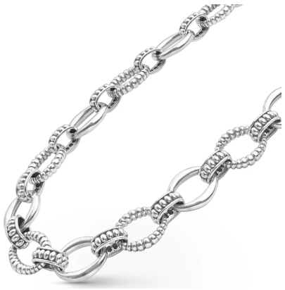 18 S/S Sig Cav 15mm Oval Fluted Link Necklace