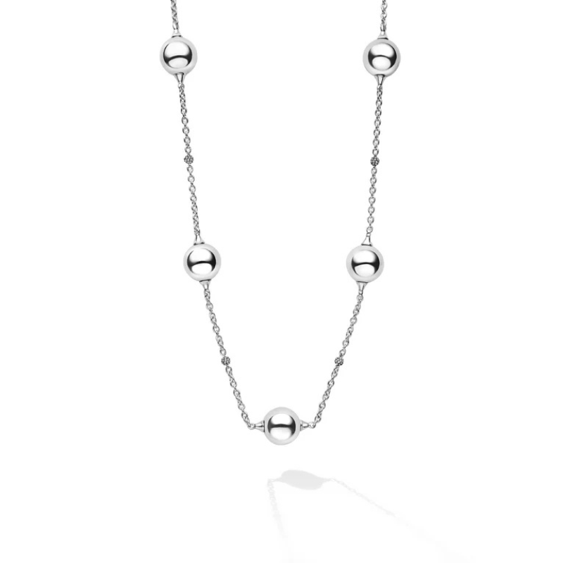 16-18 S/S Sig Cav Bubbly 12mm 5 Ball Necklace