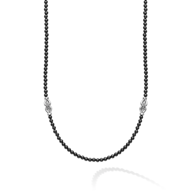 LAGOS Black Agate & Sterling Silver Station Necklace
