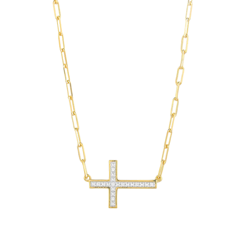 SS/YGP Keep The Faith! Cross Pendant Necklace