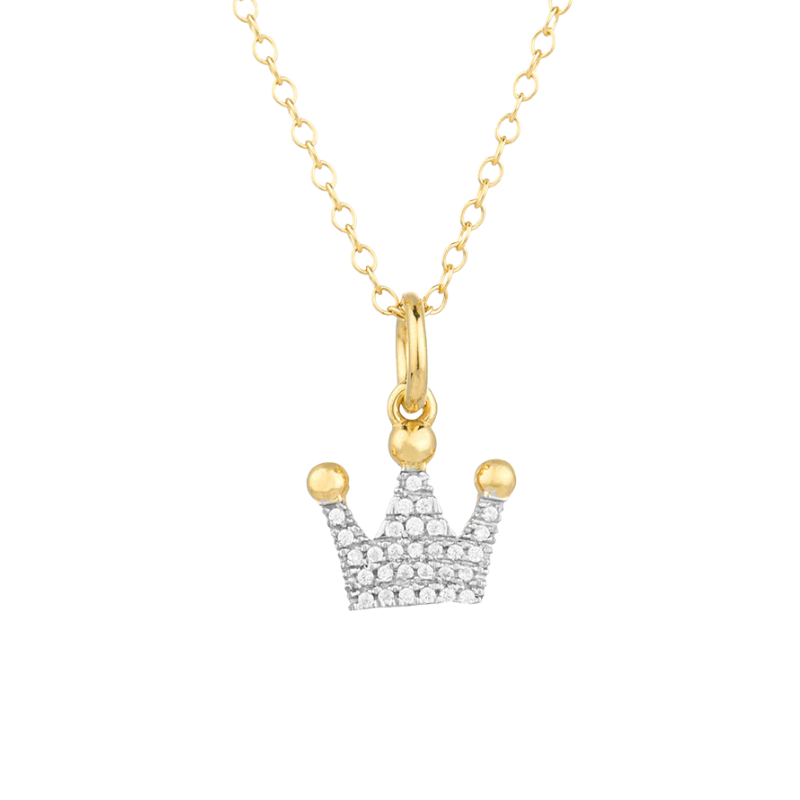 20 14KY Plated SS Queen Of All Things Pendant Necklace .06ctw