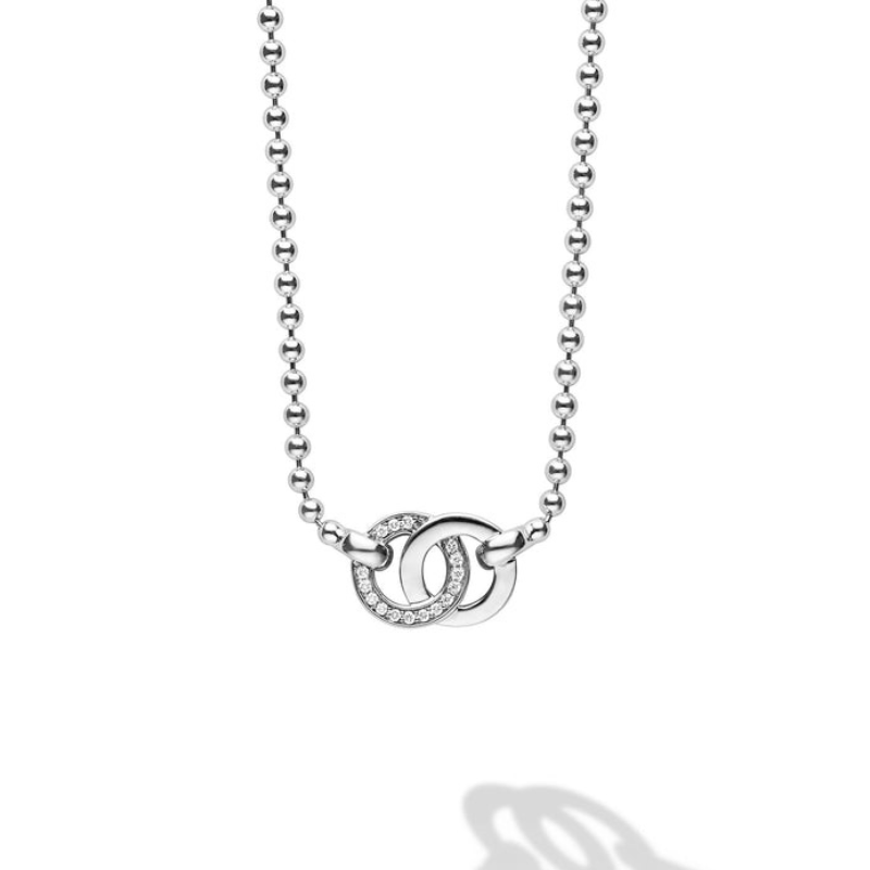 LAGOS Signature Caviar Diamond Interlocking Circle Necklace