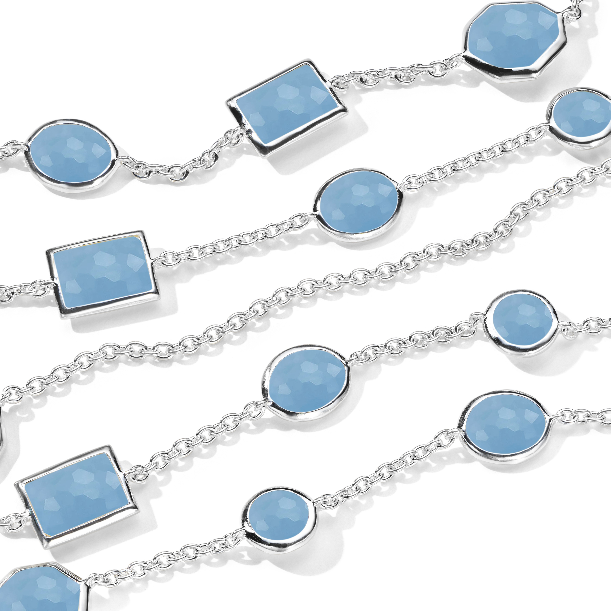 925 Rock Candy® Mixed-cut station Necklace in Dyed Blue Jade 16-18