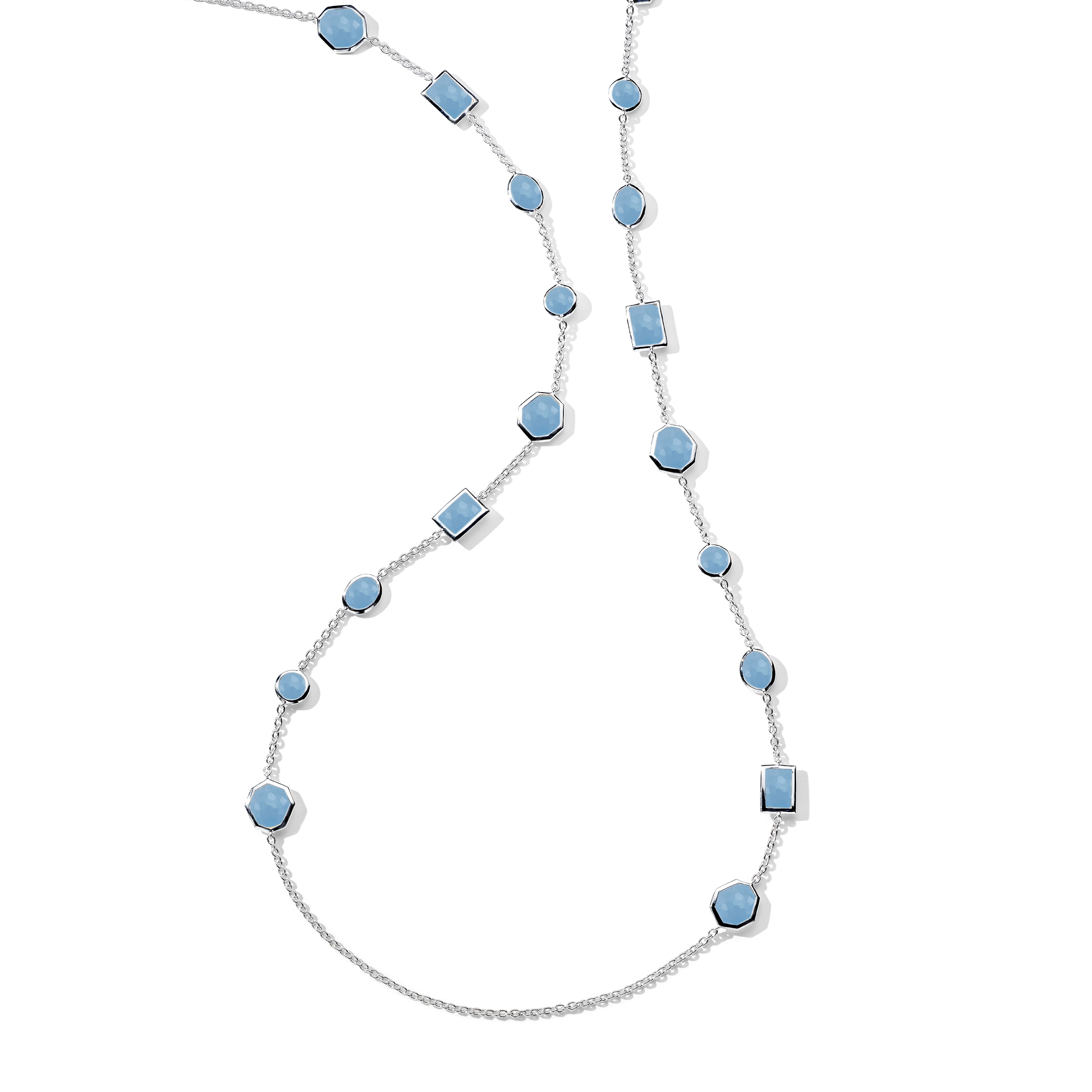 925 Rock Candy® Mixed-cut station Necklace in Dyed Blue Jade 16-18