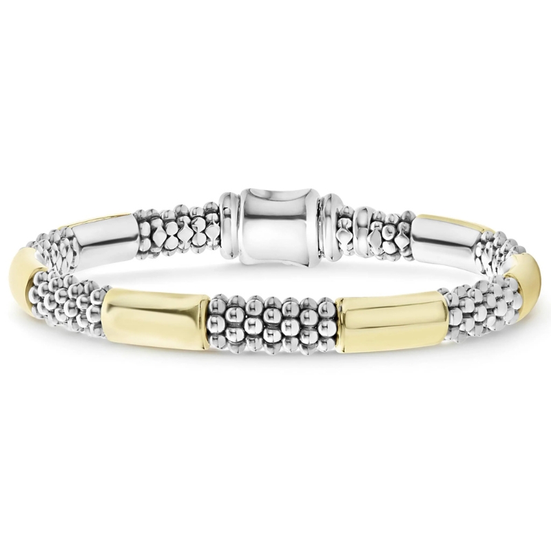 LAGOS High Bar Two-Tone Station Caviar Bracelet