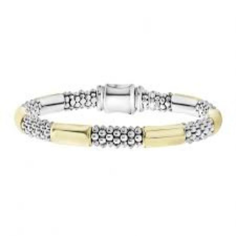 LAGOS High Bar Two-Tone Station Caviar Bracelet