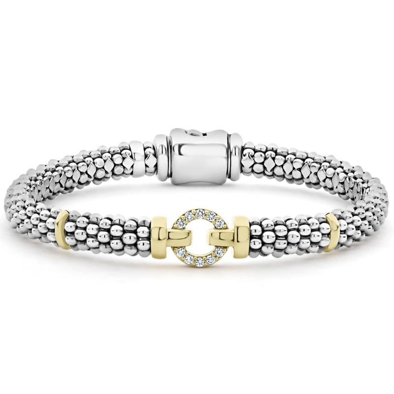 LAGOS Enso Two-Tone Diamond Circle Caviar Bracelet