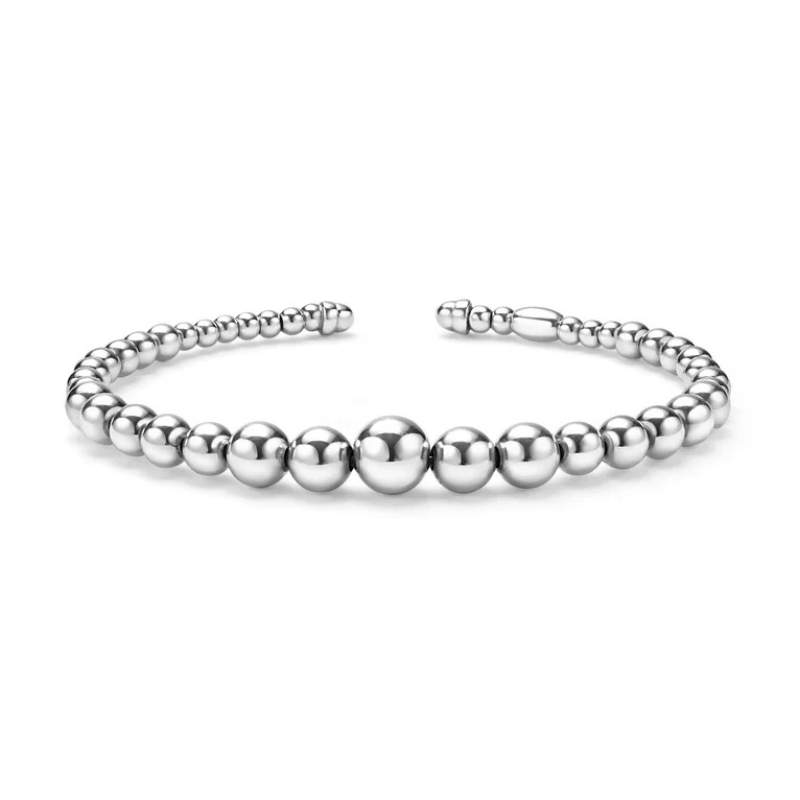 SS Caviar Bubbly 7mm Cuff Brclt SZ 7
