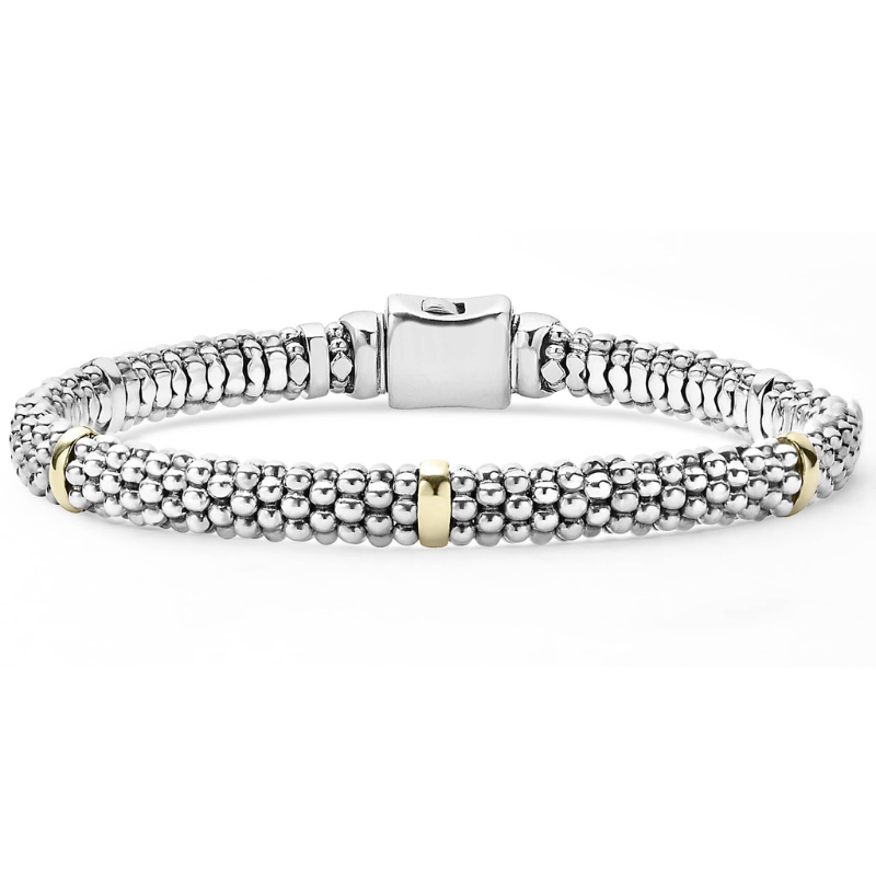 SS/18KY Signature Caviar Five Gold Station Caviar Bracelet - Size