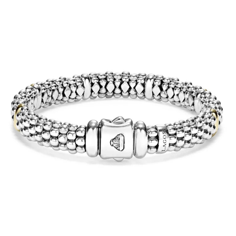 LAGOS Signature Caviar Six Gold Station Caviar Bracelet