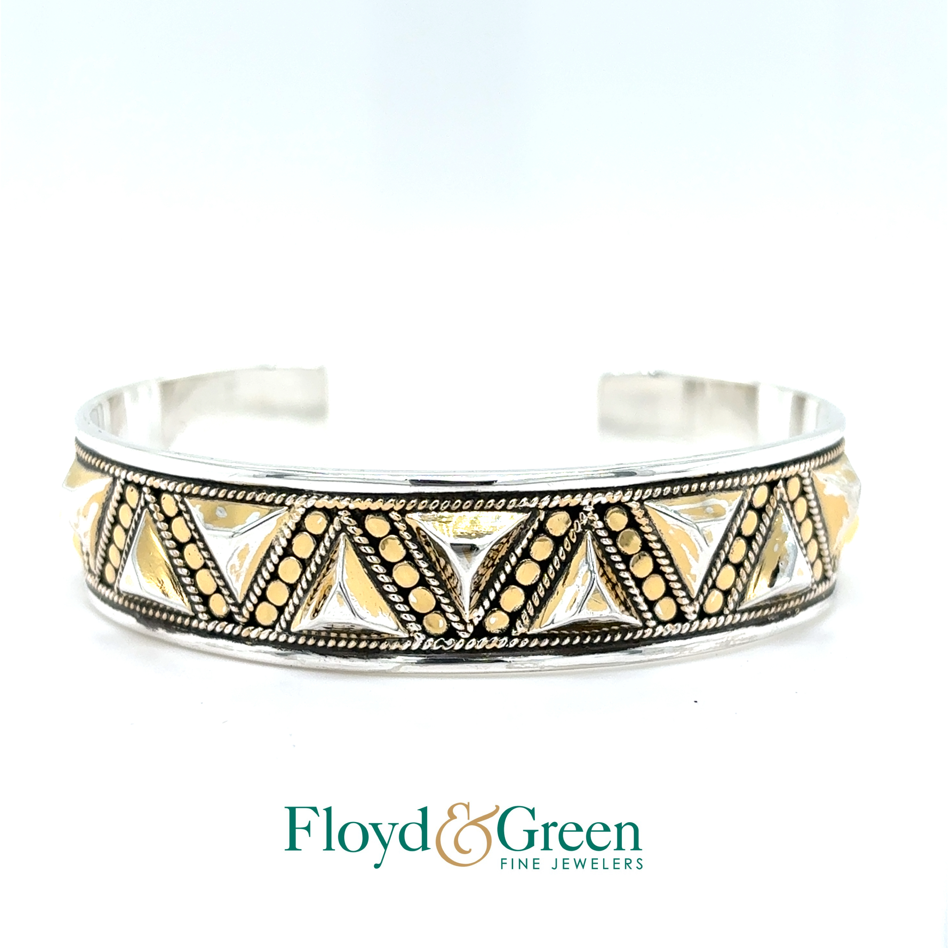 Anna Beck Sterling Silver Cuff with Triangle Design, 38.4g