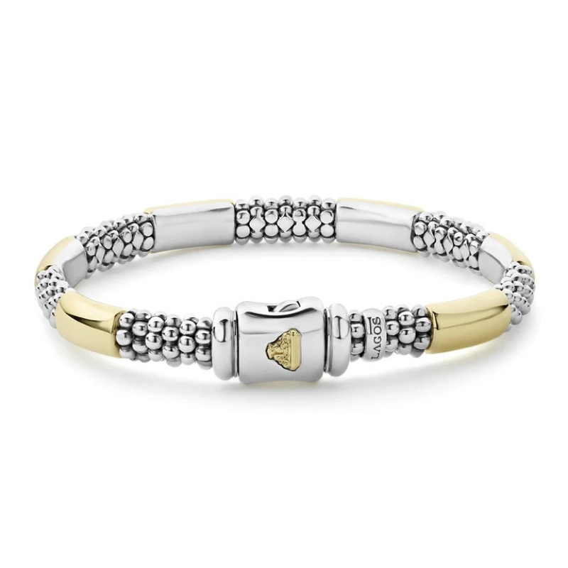 LAGOS High Bar Gold Station Caviar Bracelet
