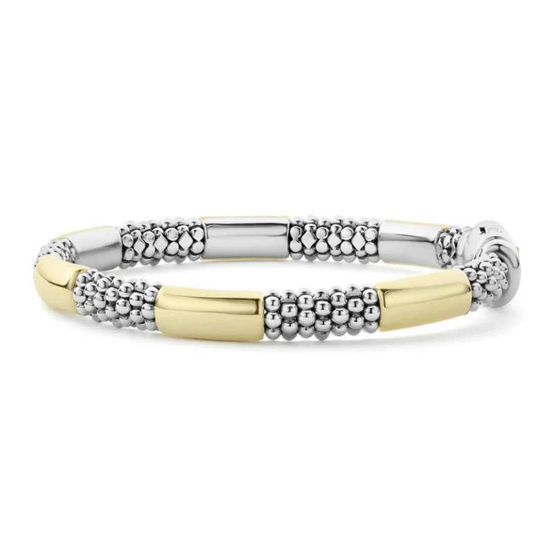 LAGOS High Bar Gold Station Caviar Bracelet
