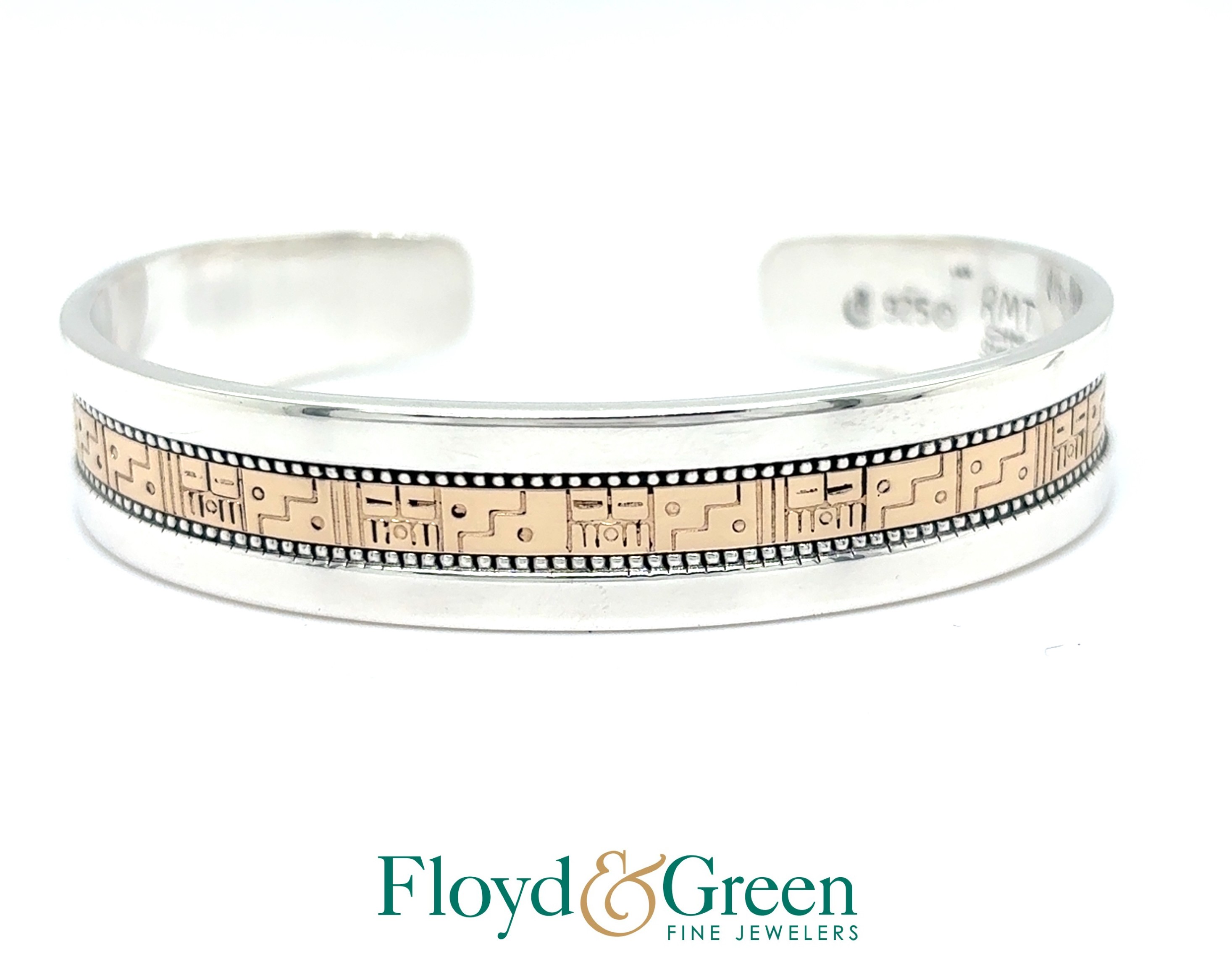 Roderick Tenorio RMT Relios Sterling Silver & 14KY Inlay Cuff Bracelet, 29.1g