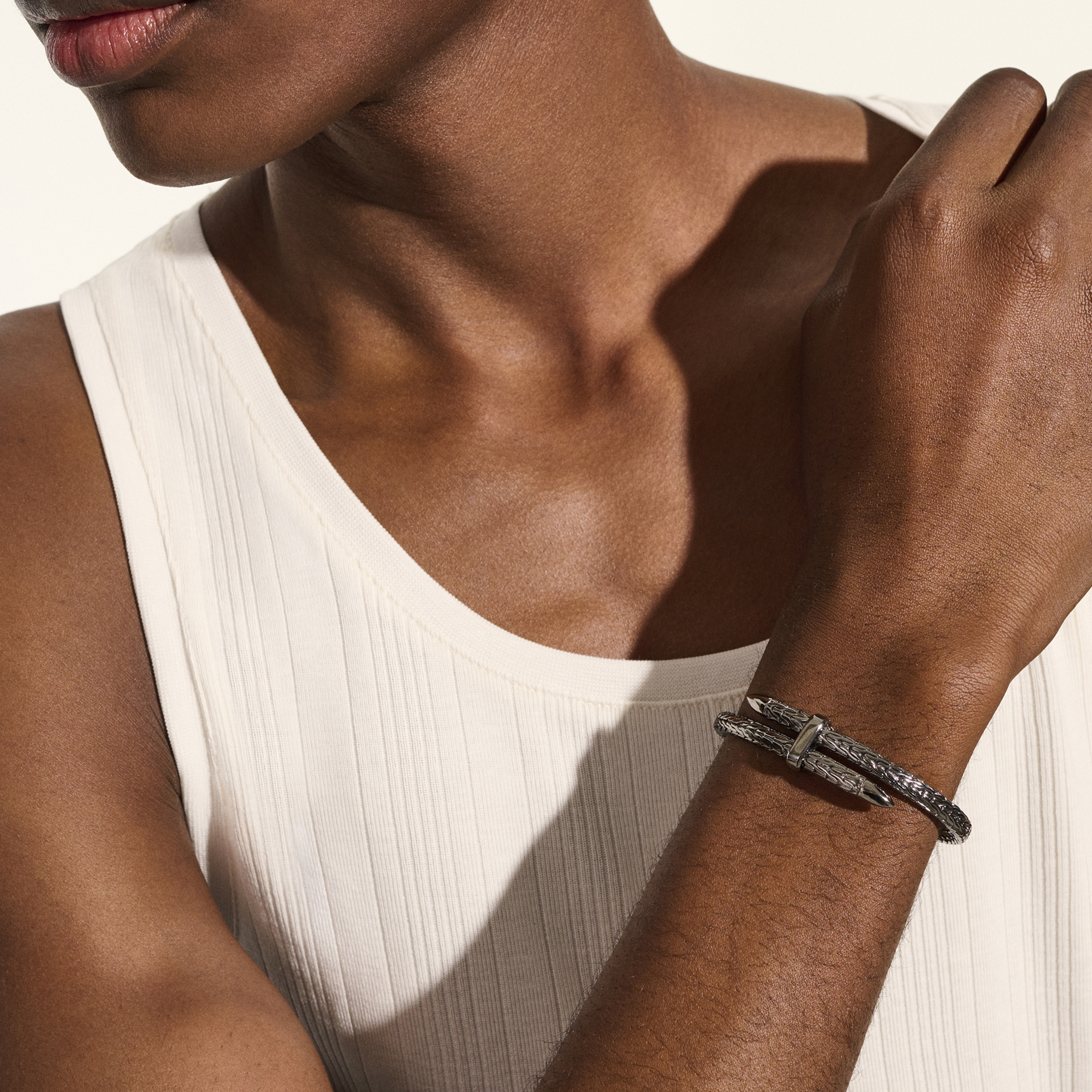 JOHN HARDY Sterling Silver & Black Rhodium Spear Flex Cuff