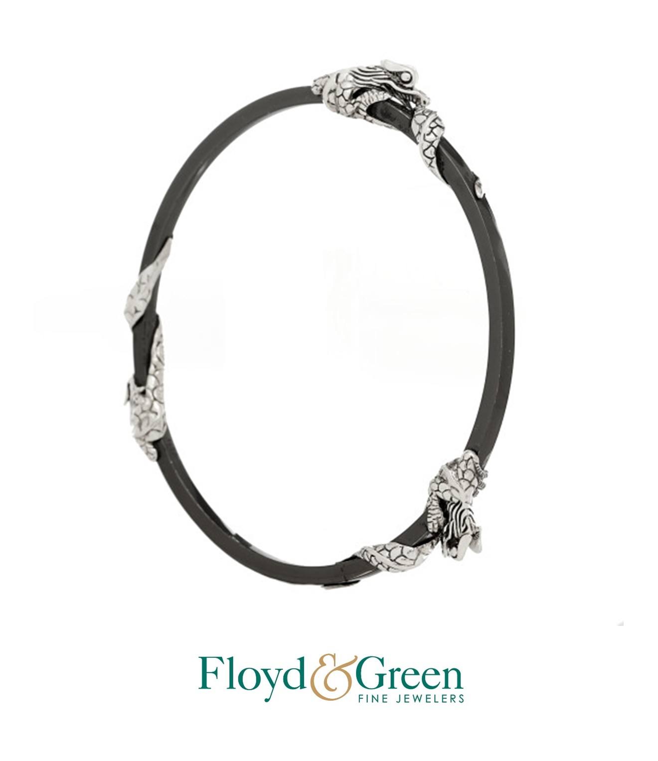 John Hardy Sterling Silver Naga 3 Station Bangle Bracelet