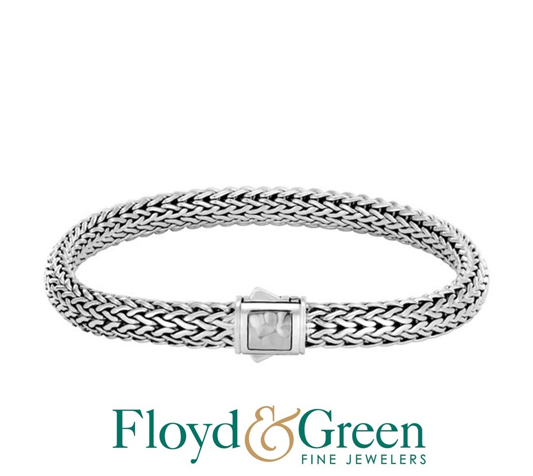 John Hardy Sterling Silver Classic Chain Hammered Small Chain Bracelet With Pusher Clasp, Size Large