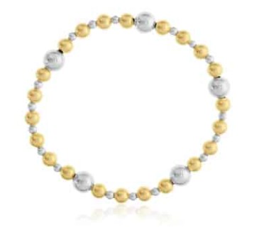 Alternating 3mm sterling silver beads, 5mm gold filled beads and 7mm sterling silver beaded bracelet