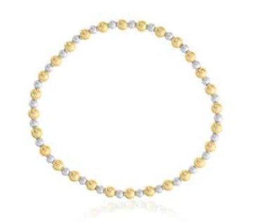 DEE BERKLEY Alternating Gold Filled & Silver Beaded Stretch Bracelet