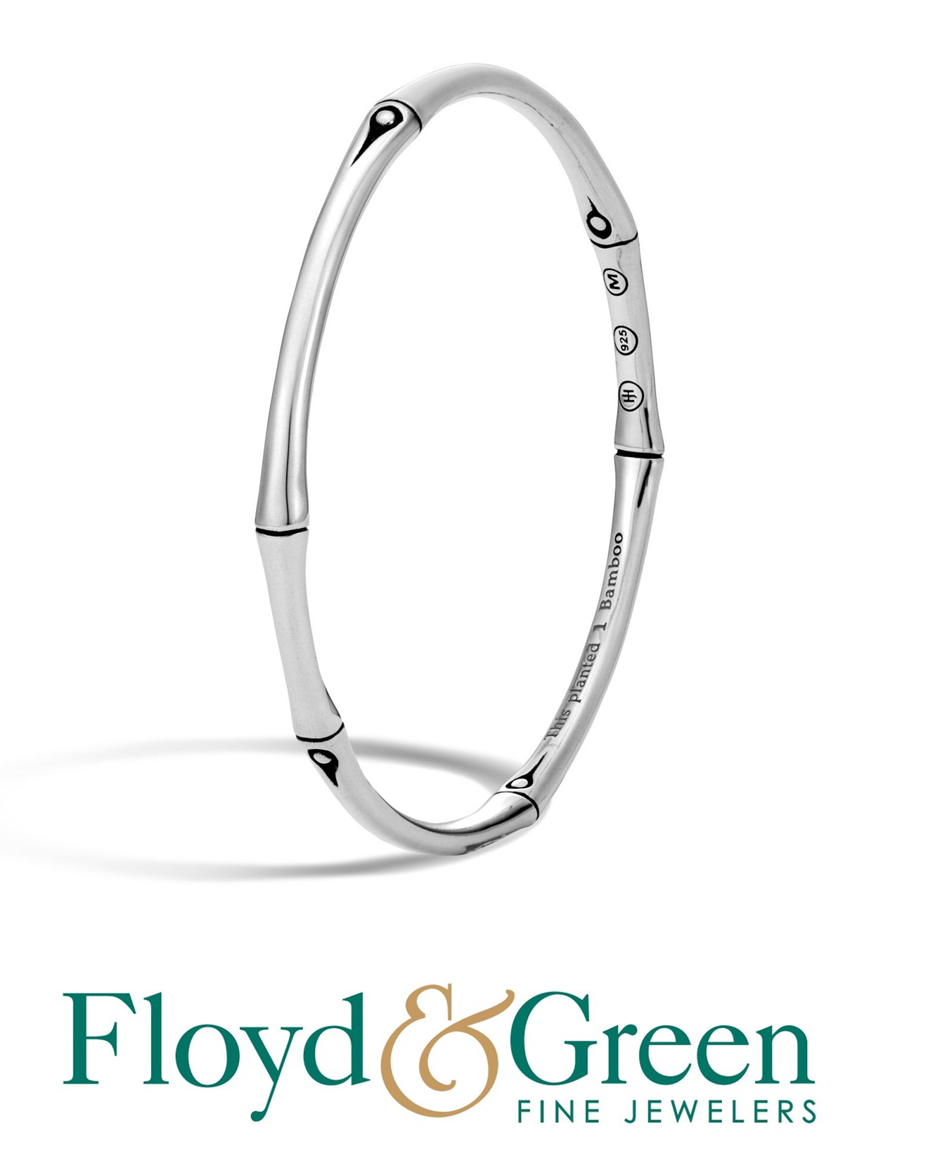 John Hardy Sterling Silver Bamboo Collection Slim Brushed Finish Bangle Bracelet