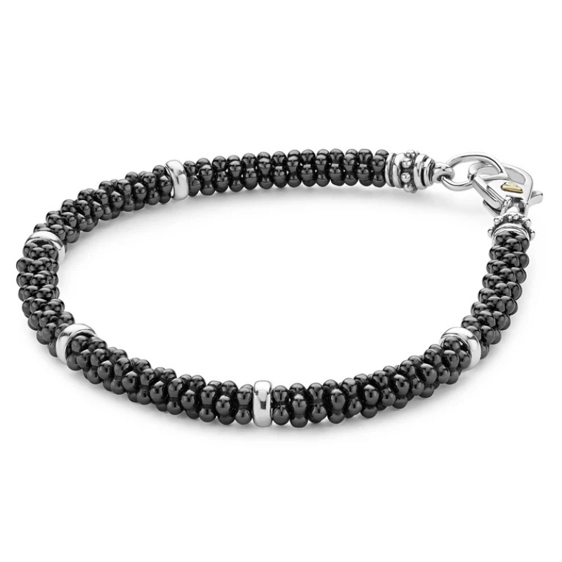 LAGOS Black Caviar Five Silver Station Ceramic Bracelet