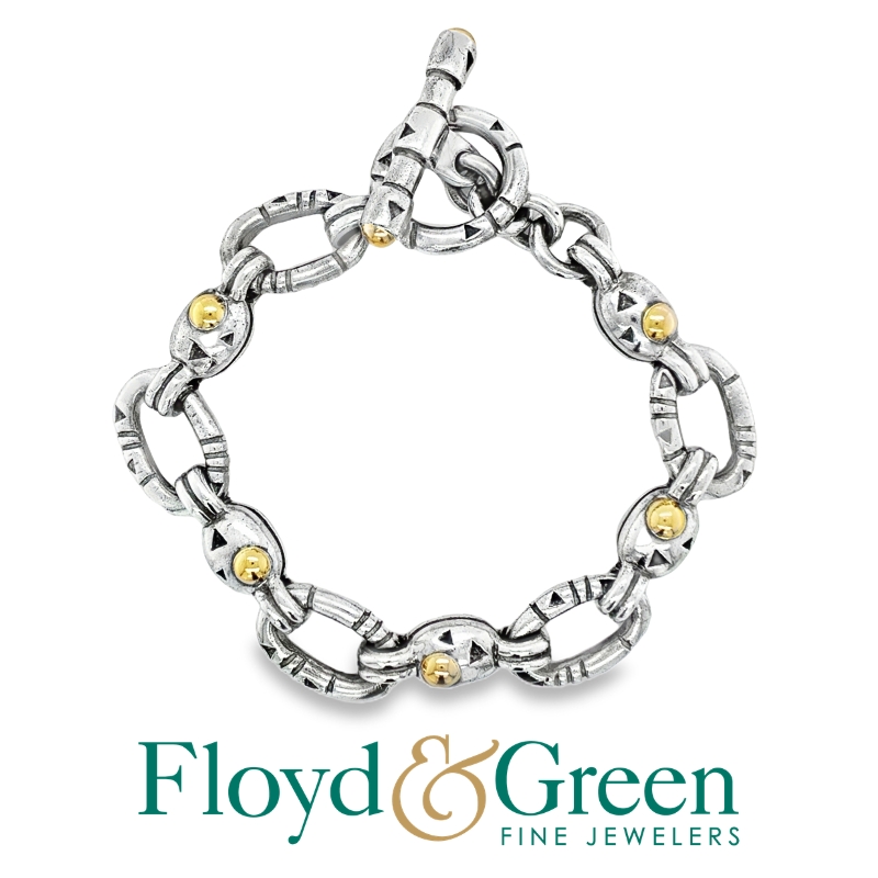 John Atencio Sterling Silver and 18KY Bracelet, 8 inch, 50.5g