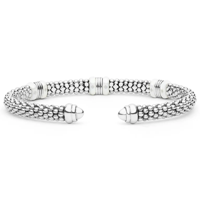 LAGOS Two-Tone Three Station White Ceramic Versa Torque Bracelet