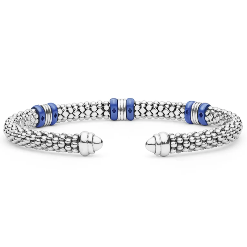 LAGOS Two-Tone Three Station Ultramarine Ceramic Versa Torque Bracelet