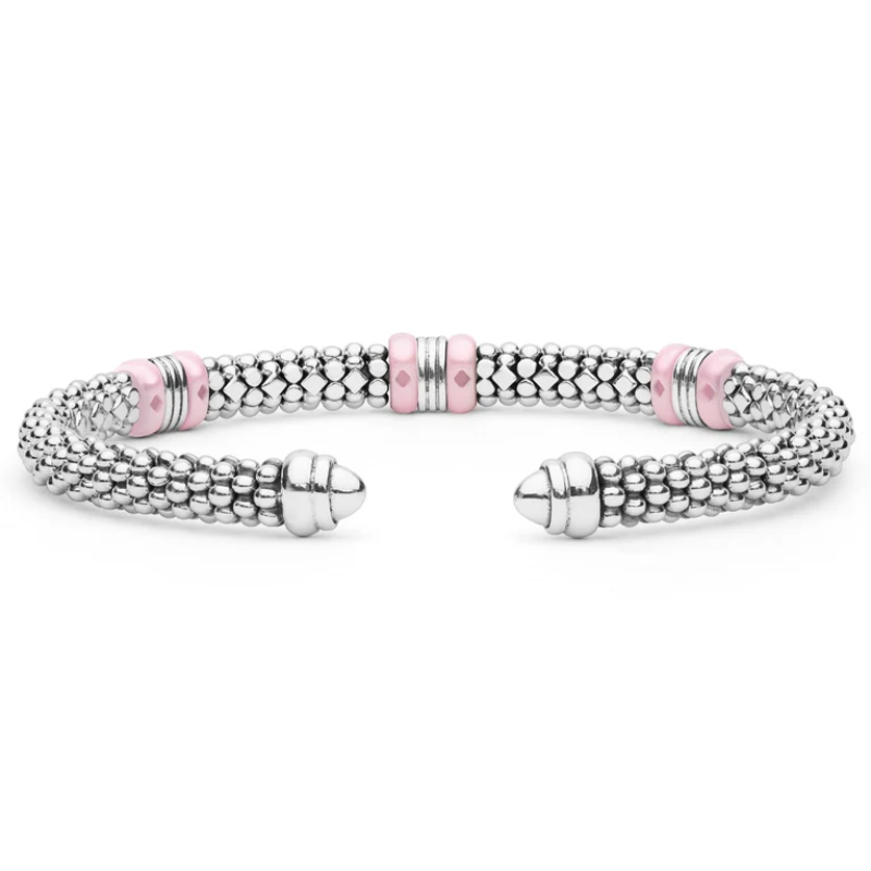 LAGOS Two-Tone Three Station Pink Ceramic Versa Torque Bracelet
