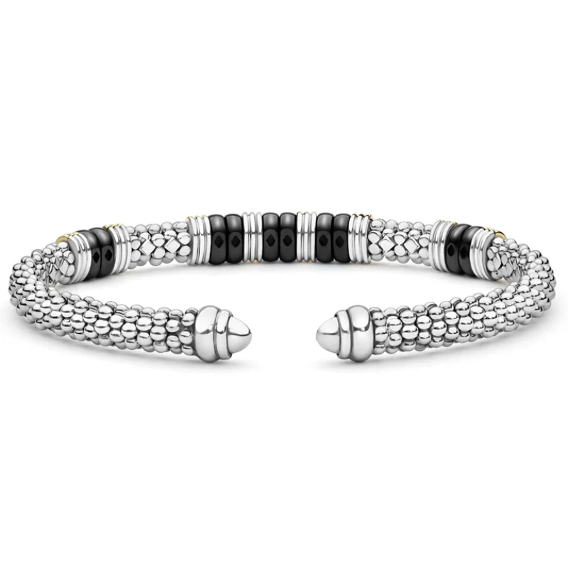 LAGOS Two-Tone Five Station Black Ceramic Versa Torque Bracelet