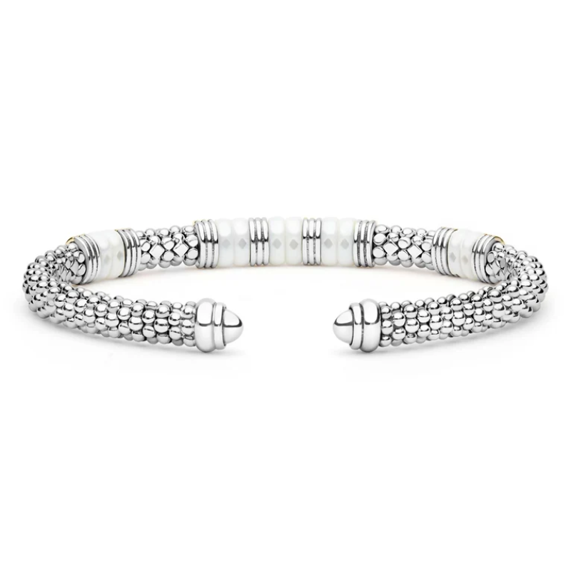 LAGOS Two-Tone Five Station White Ceramic Versa Torque Bracelet