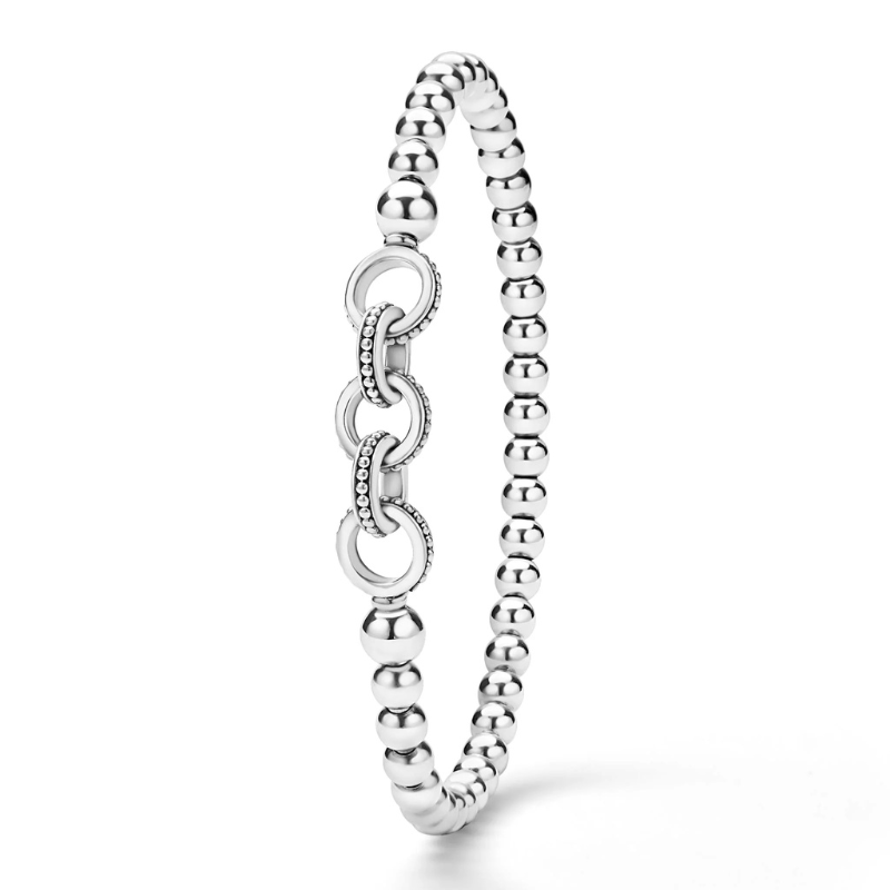 SS Sig Cav 4mm Chain Station Stretch Bracelet Size 7