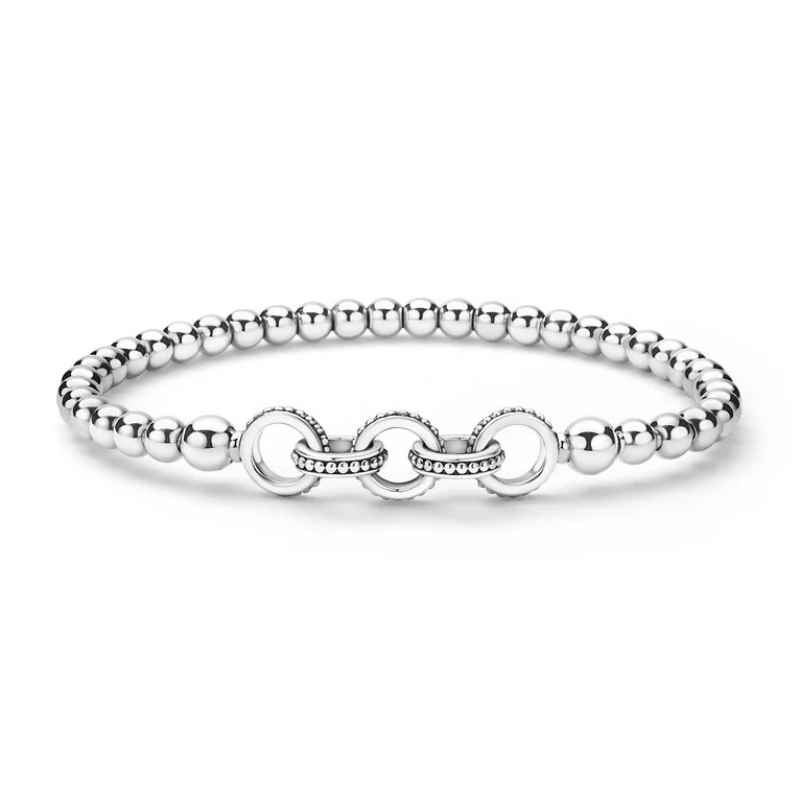 SS Sig Cav 4mm Chain Station Stretch Bracelet Size 7