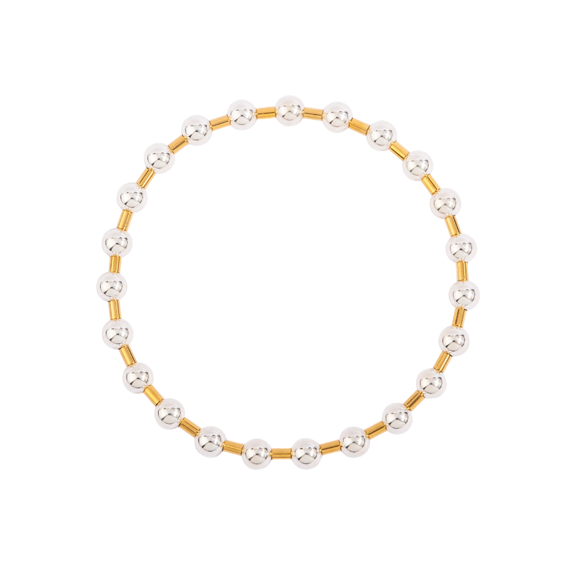 Sterling Silver beads with alternating Gold-Filled Bars Bracelet